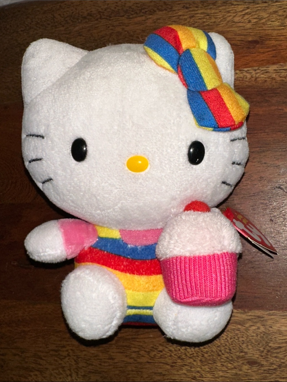 Ty x Sanrio *NWT* 6" Hello Kitty Rainbow Cupcake Beanie Baby Plush Doll